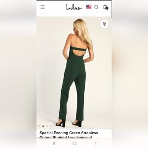 Lulu's Green strapless jumpsuit Medium